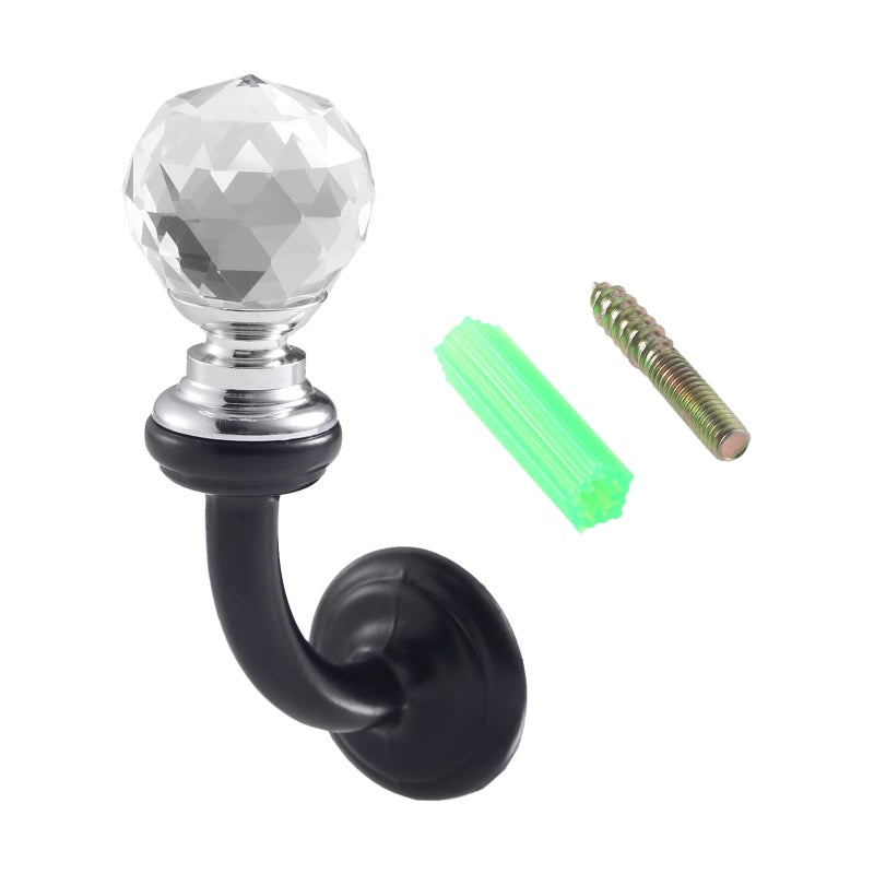Mgoodoo Small Crystal Wall Mounted Hooks, 2.87x1.46 inch Bathroom Crystal Robe Holder Decorative Towel Hanger with Screw for Face Mask Hat Key Bags Bathroom Bedroom Kitchen - Image 1